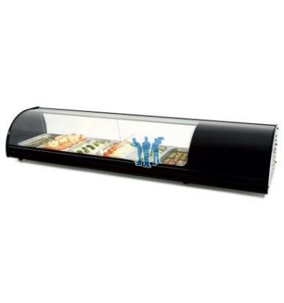 Vitrina refrigerada de tapas 4 bandejas GN1/3-40 color negro dim.1104x390x287