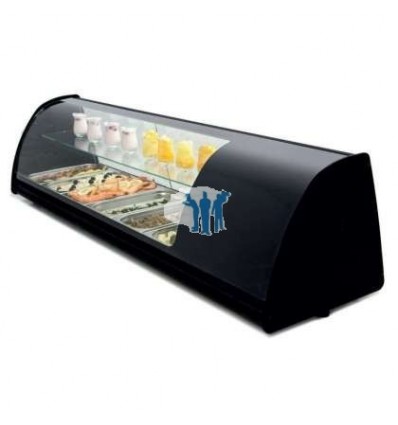 Vitrina refrigerada de tapas doble piso 6 bandejas GN1/3-40 color negro dim.1456x390x360