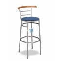 Taburete tubo acerado, asiento tapizado.