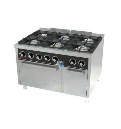 Cocina a gas 6 fuegos con horno 120x93x88